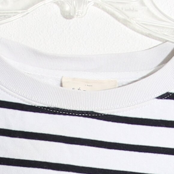 Sezane Amour Café Crème Sweatshirt Ecru Navy Red Striped Organic Cotton Sz Small - Picture 4 of 16
